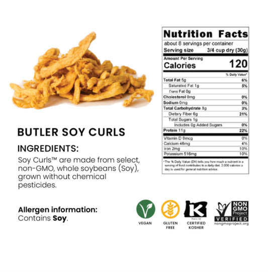 Soy Curls, Butler, Bulk - 5.43kg / 12lb Box