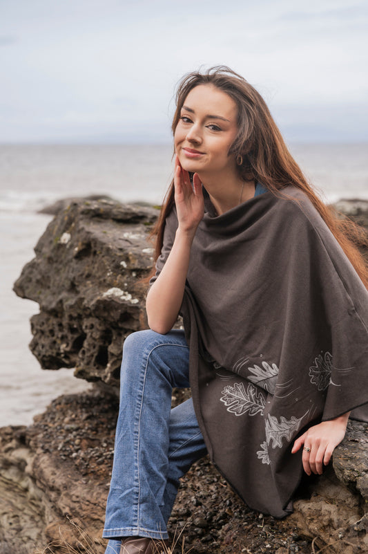 Oak Leaves Poncho — TENCEL™ & Organic Cotton, Made in Canada