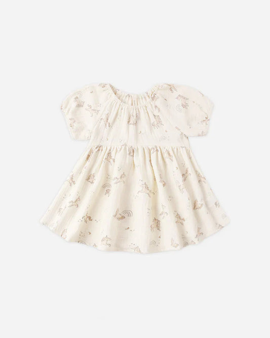 Quincy Mae Bella Dress — Organic Cotton, Balloon Sleeves