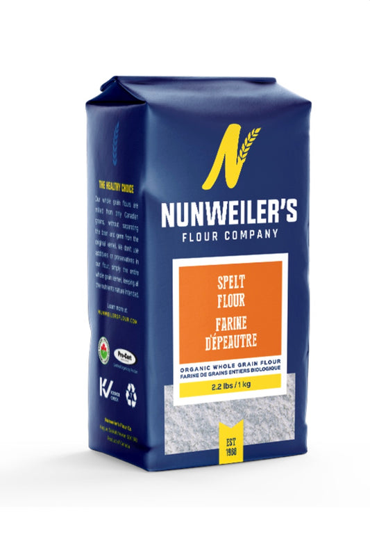 A Product of Canada- Nunweiler's Certified Organic Whole Grain Spelt Flour, 1kg