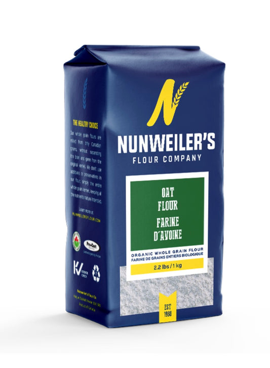 A Product of Canada- Nunweiller's Certified Organic Whole Grain Oat Flour, 1kg