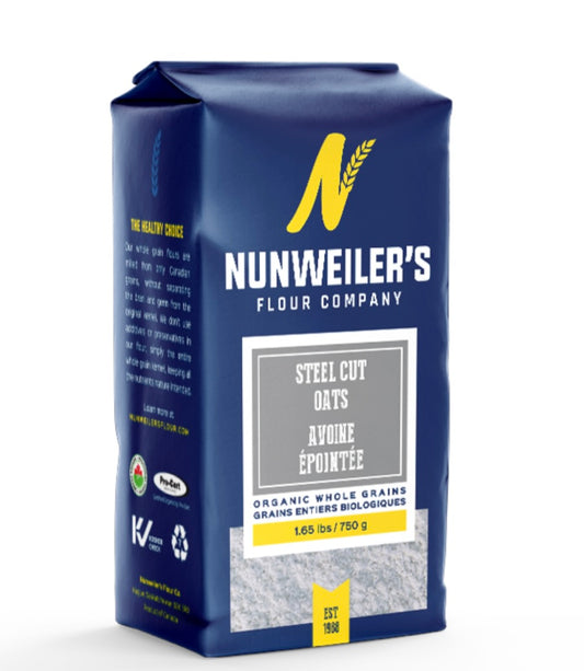 A Product of Canada- Nunweiller's Certified Organic Whole Grain Steel Cut Oats, 750g