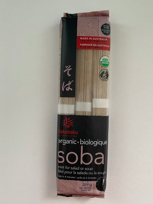 Hakubaku Authentic Organic No Salt Added Soba Noodles, 269g