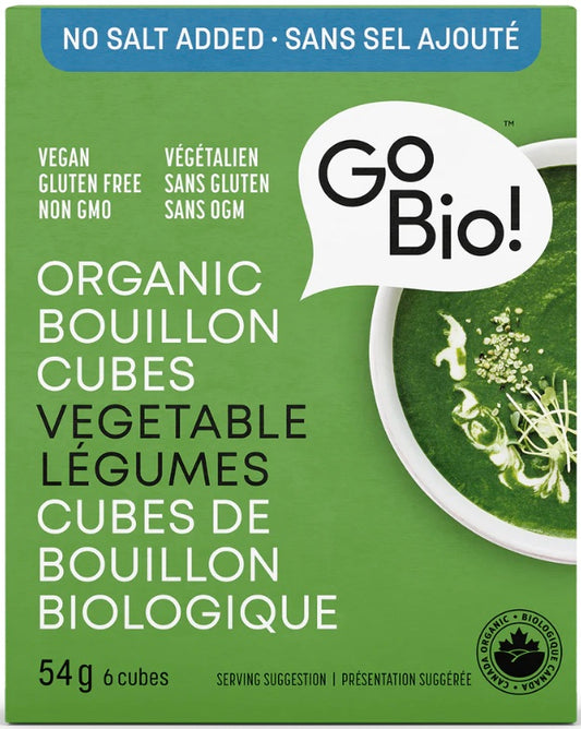GoBio Organic Vegan No Salt Added Vegetable Bouillon Cubes 54g