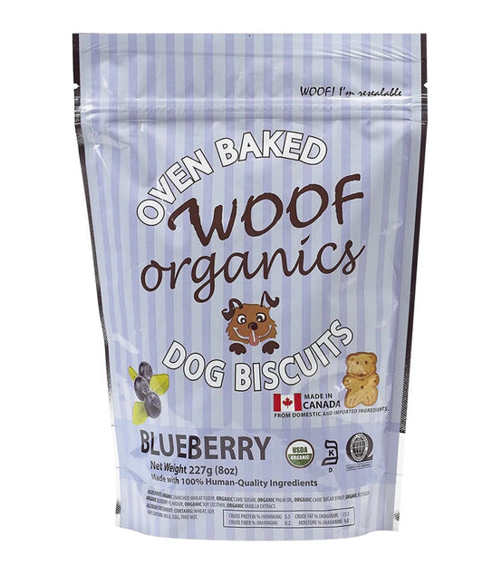 A Product of Canada- Woof Organics Plant Based Blueberry Dog Biscuits, 227g