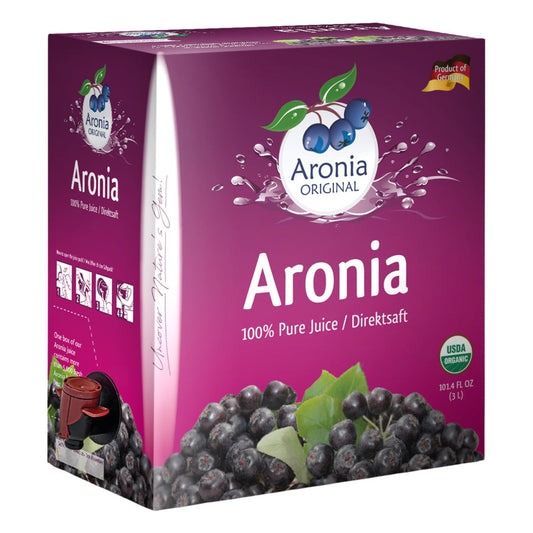 Organic Aronia Berry Juice 101.4 fl oz (3 Litre) Box | Not from Concentrate