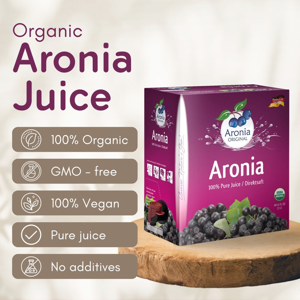 Organic Aronia Berry Juice 101.4 fl oz (3 Litre) Box | Not from Concentrate