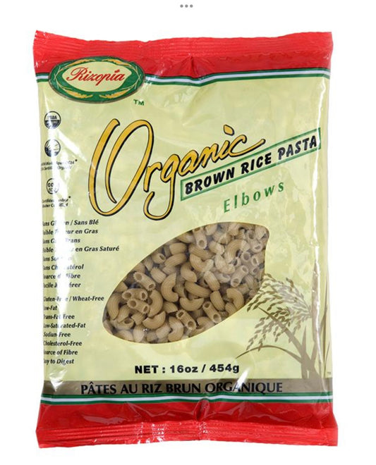 A Product of Canada- Rizopia Certified Organic Gluten Free Brown Rice Elbow Pasta, 454g