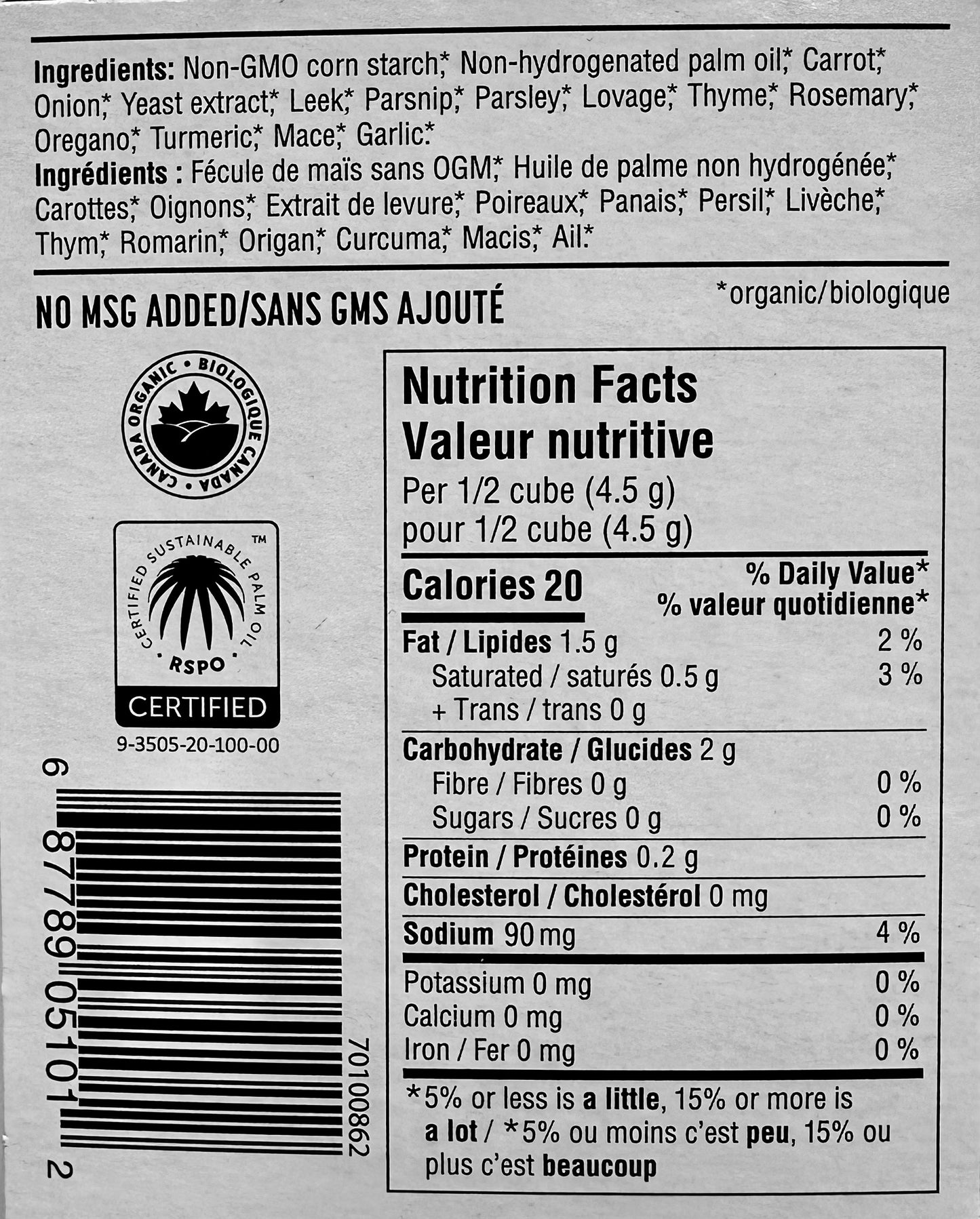 🇨🇦 Vegan Organic Low Salt Vegetable Bouillon Cubes 54g