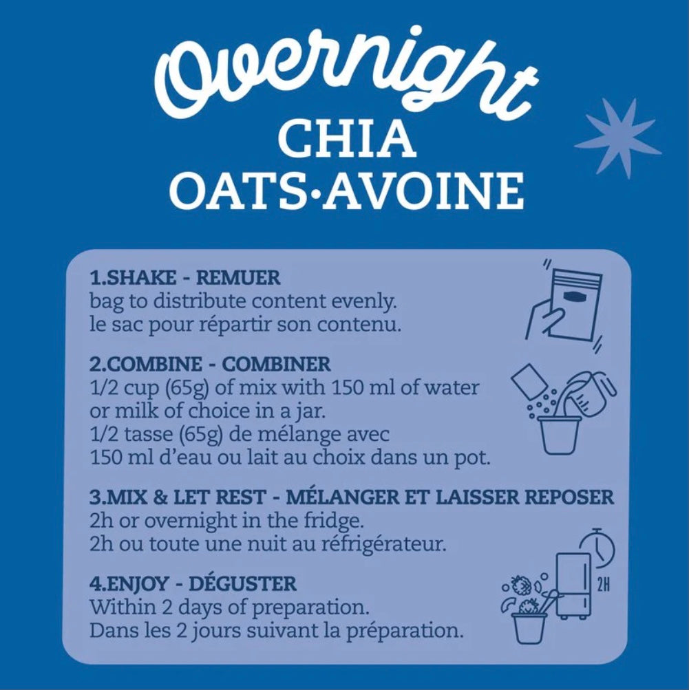 A Product of Canada- Prana Blueberry Muffin Organic Overnight Chia Oats with 12g Protein, 260g