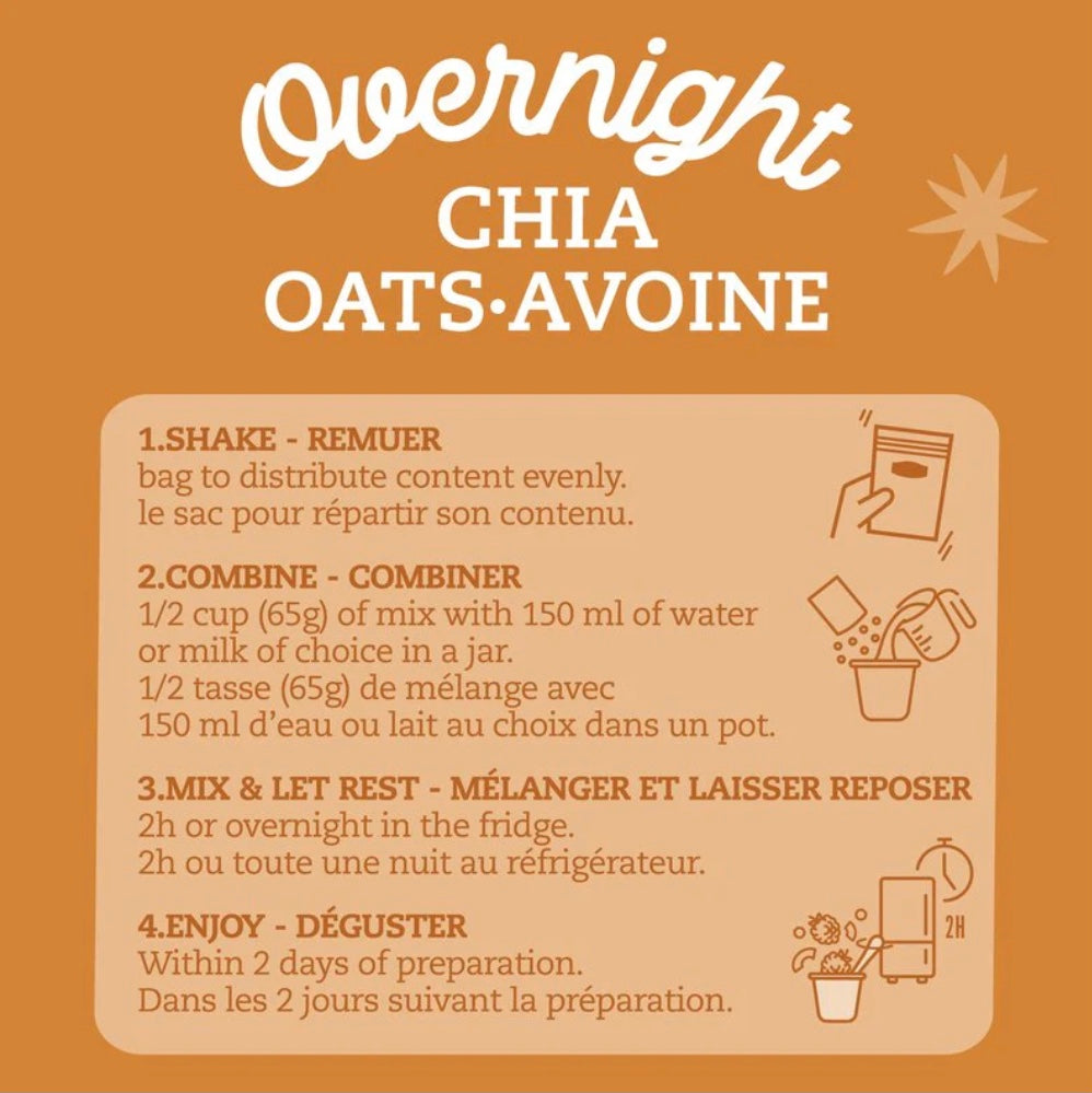 A Product of Canada-  Prana Maple Apple Organic Overnight Chia Oats with 12g Protein, 260g