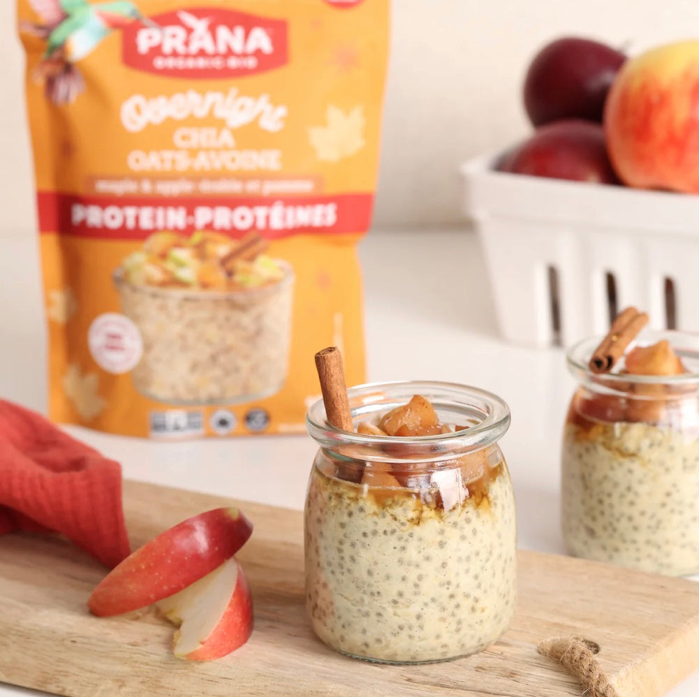A Product of Canada-  Prana Maple Apple Organic Overnight Chia Oats with 12g Protein, 260g