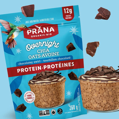 🇨🇦 Prana Chocolatey Swirl Organic Overnight Chia with 12g Protein, 260g