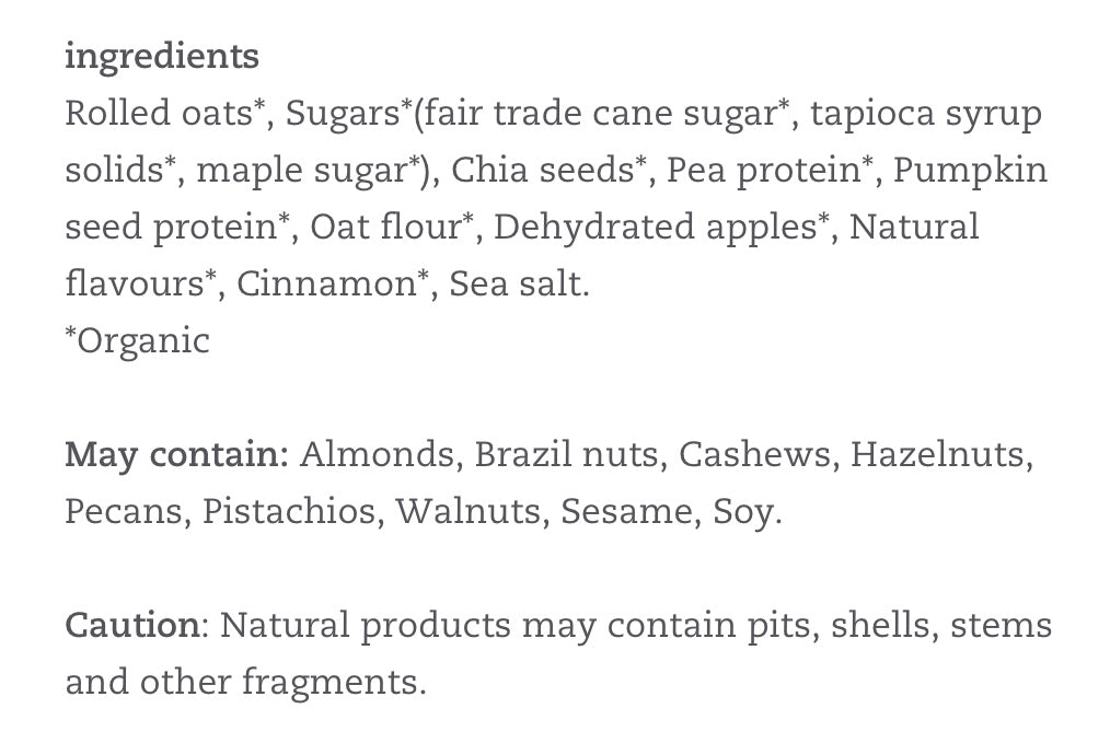 A Product of Canada-  Prana Maple Apple Organic Overnight Chia Oats with 12g Protein, 260g