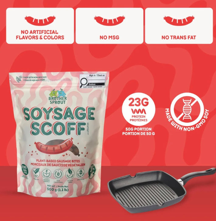 🇨🇦 Soysage Scoff Plant Based Sausage Bites, 500g, Best Before Oct 30/26