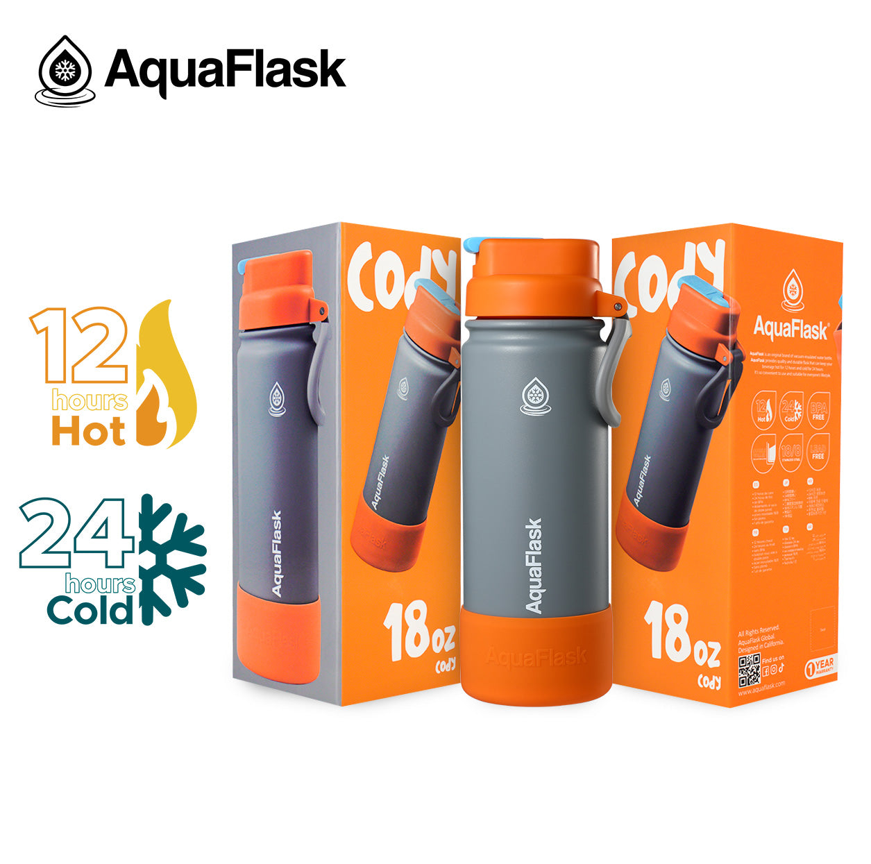 AquaFlask Kids FlipSip 532mL (18oz) Water Bottles