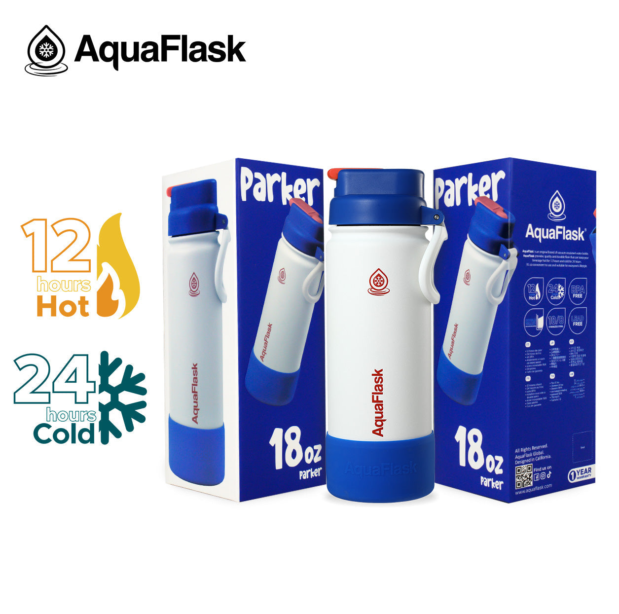 AquaFlask Kids FlipSip 532mL (18oz) Water Bottles