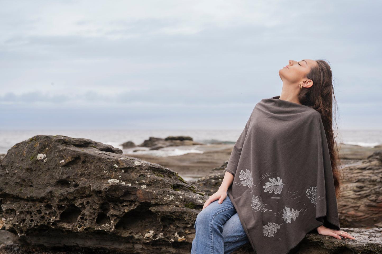 Oak Leaves Poncho — TENCEL™ & Organic Cotton, Made in Canada