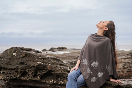 Oak Leaves Poncho — TENCEL™ & Organic Cotton, Made in Canada