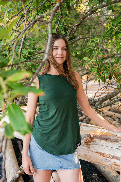 Women's Relaxed Bamboo Tank - Blank Apparel - Forest Green