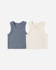 Ribbed Tank Set |  Natural, Heathered  Marine | Rylee & Cru