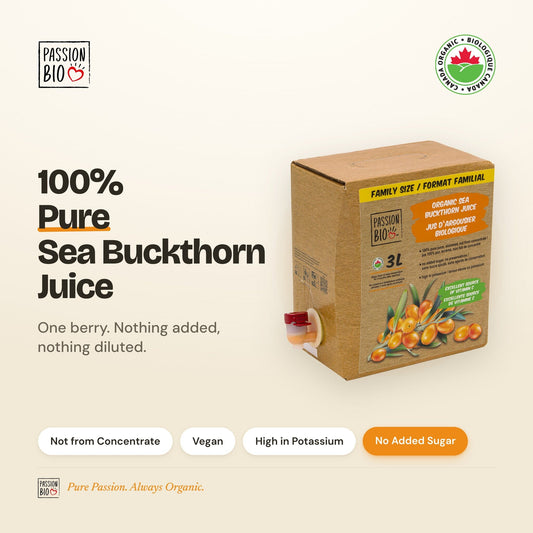 Organic Sea Buckthorn Juice Box 3 Litre (101.4 Fl Oz) — 100% Pure