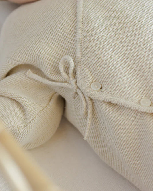 Wrap Knit Footie | Heathered Natural | Quincy Mae