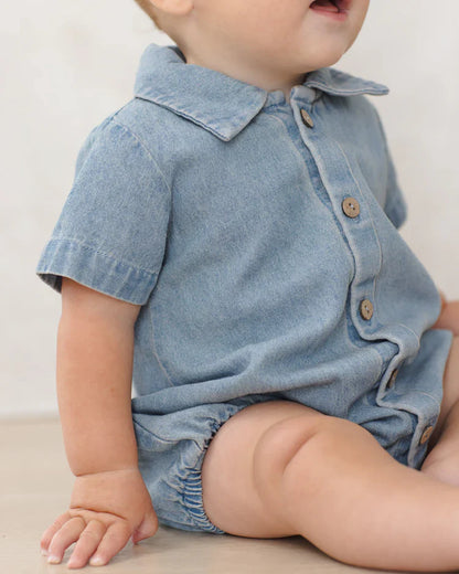 Matteo Romper | Lightweight Denim | Quincy Mae