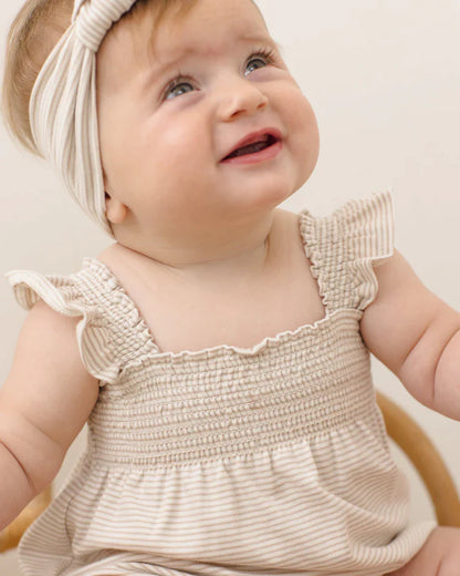 Knotted Headband | Oat Micro Stripe | Quincy Mae
