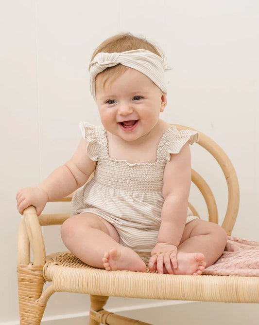 Knotted Headband | Oat Micro Stripe | Quincy Mae