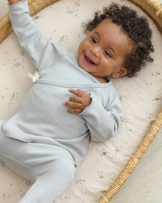 Wrap Top + Footed Pant Set | Sky | Quincy Mae