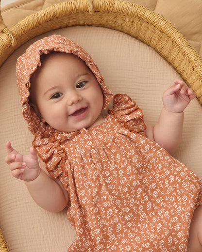 Woven Ruffle Bonnet | Poppy Floral | Quincy Mae