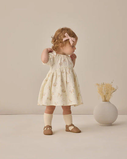 Quincy Mae Bella Dress — Organic Cotton, Balloon Sleeves