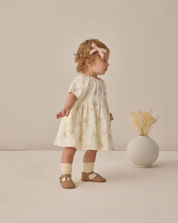 Quincy Mae Bella Dress — Organic Cotton, Balloon Sleeves