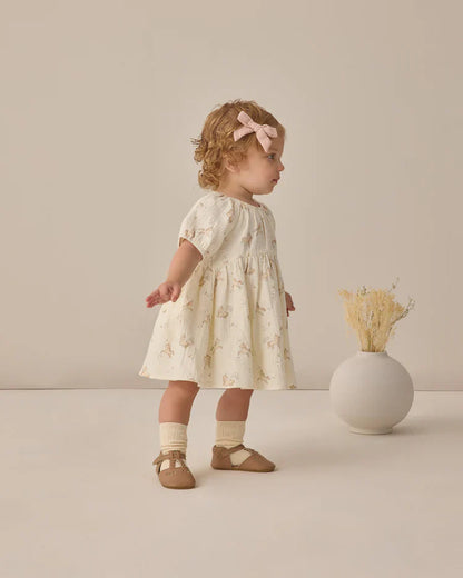 Quincy Mae Bella Dress — Organic Cotton, Balloon Sleeves