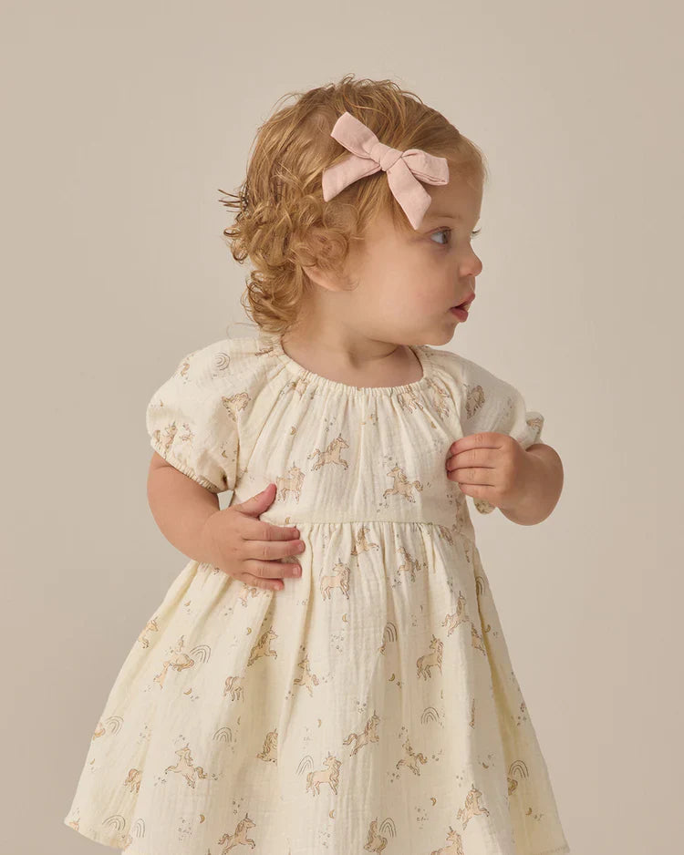 Quincy Mae Bella Dress — Organic Cotton, Balloon Sleeves