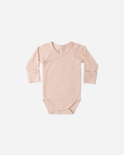 Side Snap Bodysuit | Melon Micro Stripe | Quincy Mae