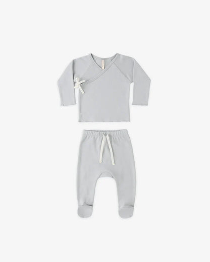 Wrap Top + Footed Pant Set | Sky | Quincy Mae
