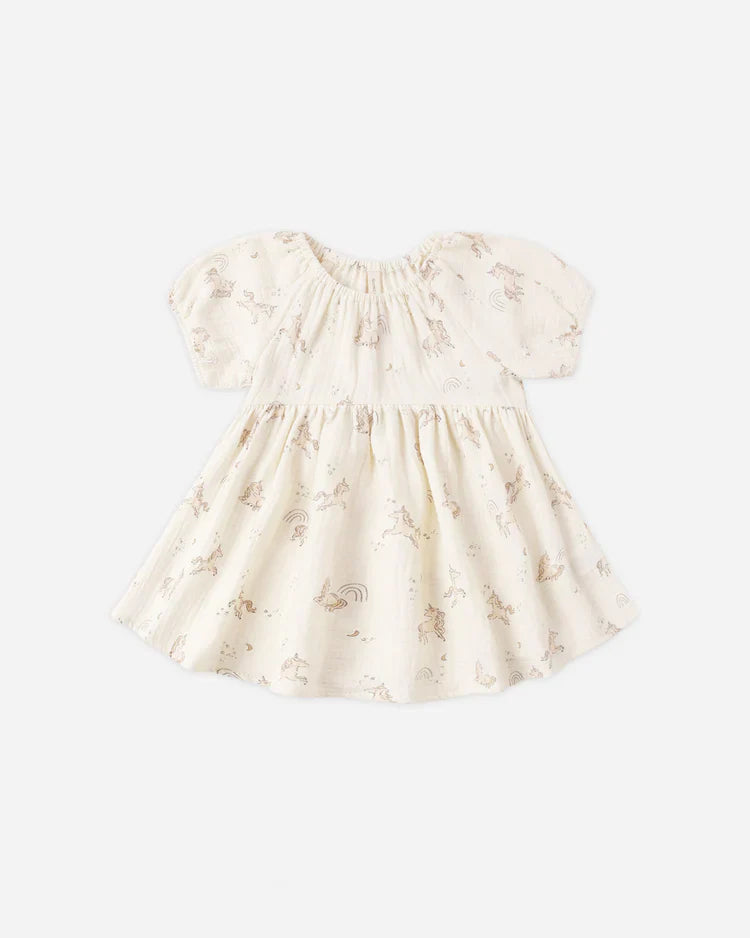 Quincy Mae Bella Dress — Organic Cotton, Balloon Sleeves