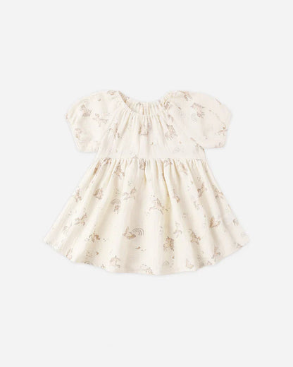 Quincy Mae Bella Dress — Organic Cotton, Balloon Sleeves