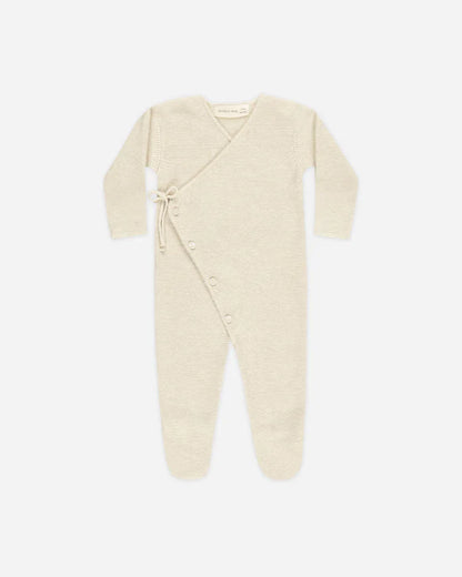 Wrap Knit Footie | Heathered Natural | Quincy Mae
