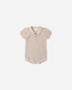 Knit Polo Romper | Heathered Latte | Quincy Mae