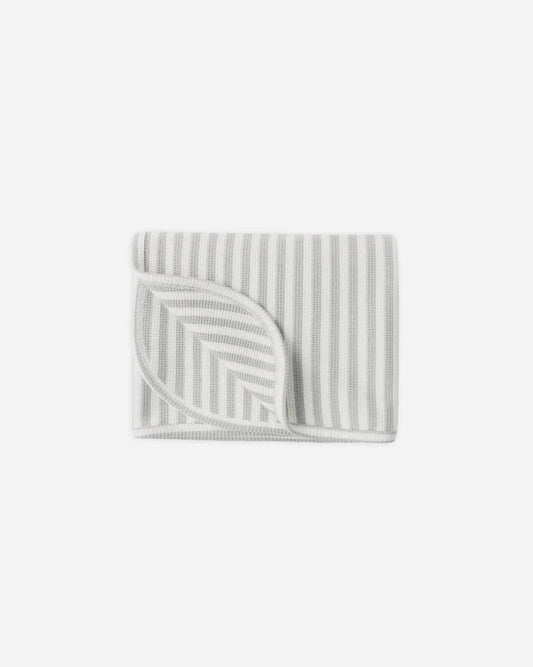Waffle Baby Blanket | Sage Stripe | Quincy Mae