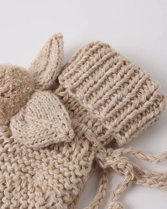Bunny Knit Booties | Heathered Latte | Quincy Mae
