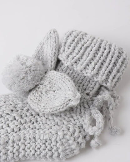 Bunny Knit Booties | Heathered Sky | Quincy Mae