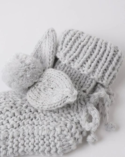 Bunny Knit Booties | Heathered Sky | Quincy Mae