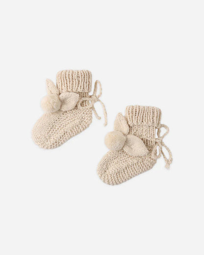 Bunny Knit Booties | Ecru | Quincy Mae