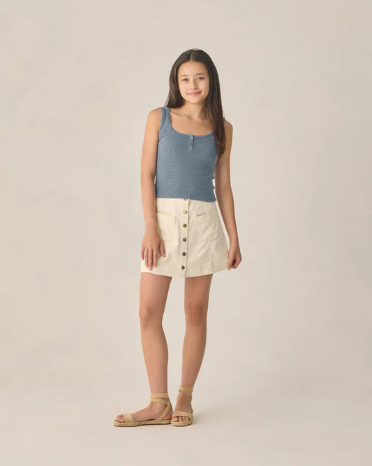 Teen Ribbed Tank | Heathered Marine | Rylee & Cru