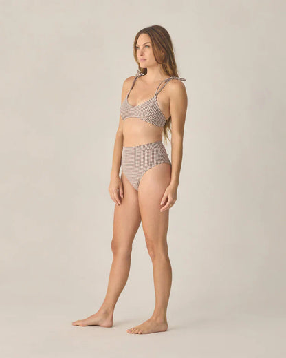 Ladies Banded High Cut Bikini | Chocolate Houndstooth | Rylee & Cru