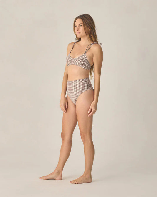 Ladies Banded High Cut Bikini | Chocolate Houndstooth | Rylee & Cru